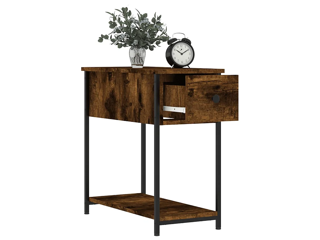 Nachttisch Nachtschrank Räuchereiche 30x60x60 cm Holzwerkstoff -RN81928