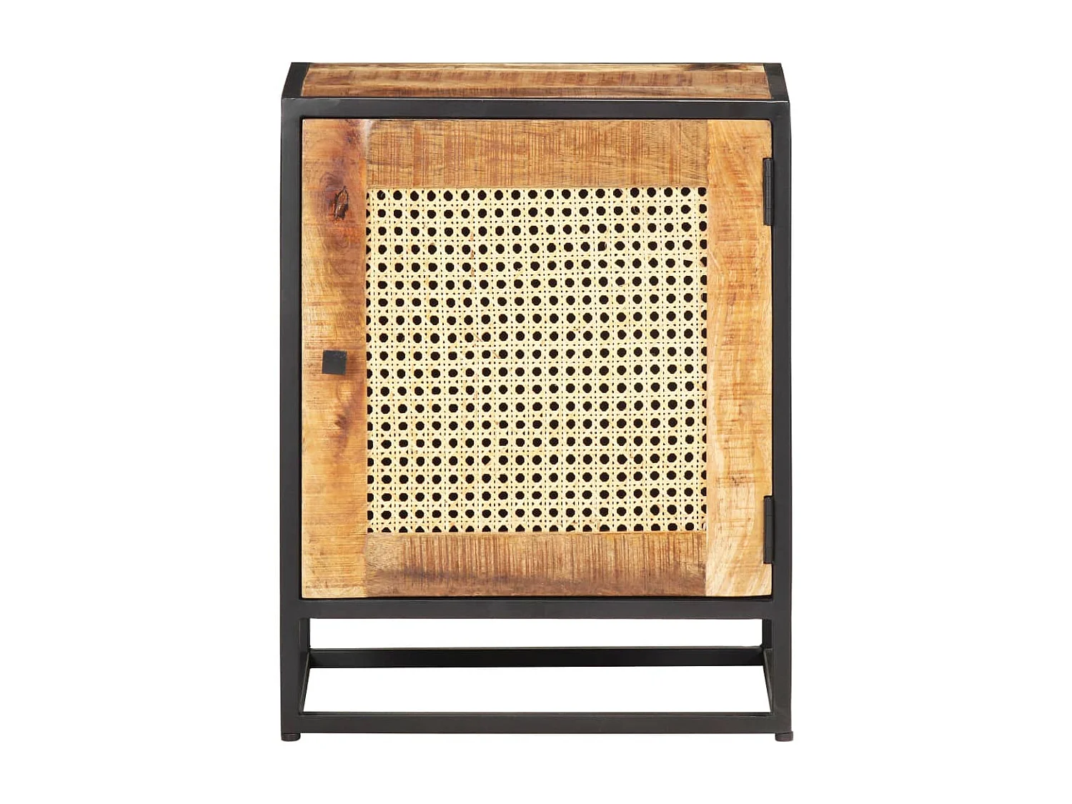 Nachttisch Nachtschrank 40x30x50 cm Raues Mangoholz und Wiener Geflecht -RN89629