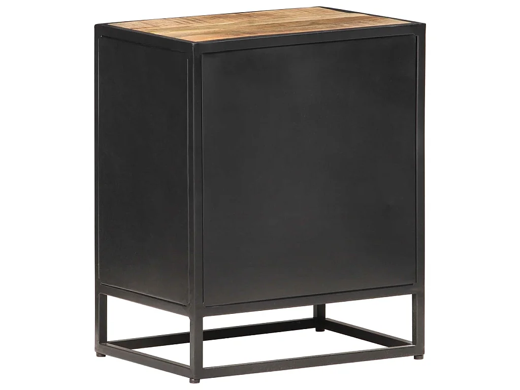 Nachttisch Nachtschrank 40x30x50 cm Raues Mangoholz und Wiener Geflecht -RN89629