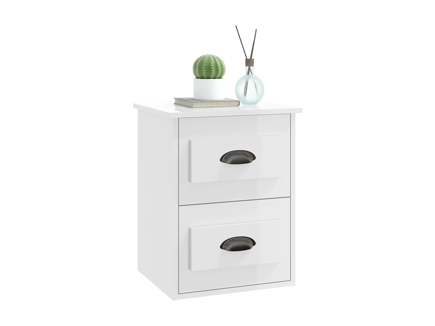 Wand-Nachttisch Nachtschrank Hochglanz-Weiß 41,5x36x53 cm -RN85147