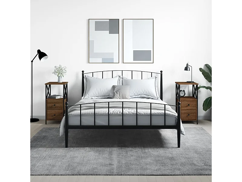 2er-Set Nachttische Nachtschrank Braun Eiche 34x35,5x70 cm Holzwerkstoff -RN90022