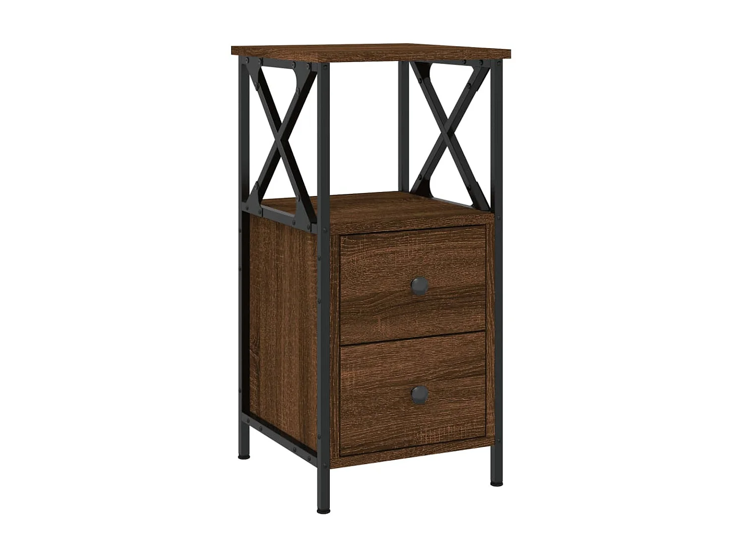 2er-Set Nachttische Nachtschrank Braun Eiche 34x35,5x70 cm Holzwerkstoff -RN90022