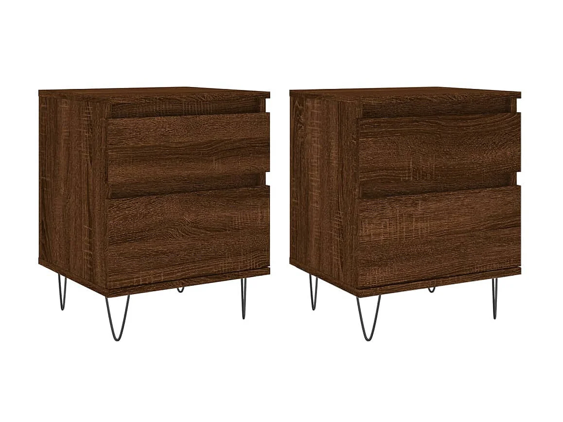 2er-Set Nachttische Nachtschrank Braun Eichen-Optik 40x35x50 cm Holzwerkstoff -RN84465
