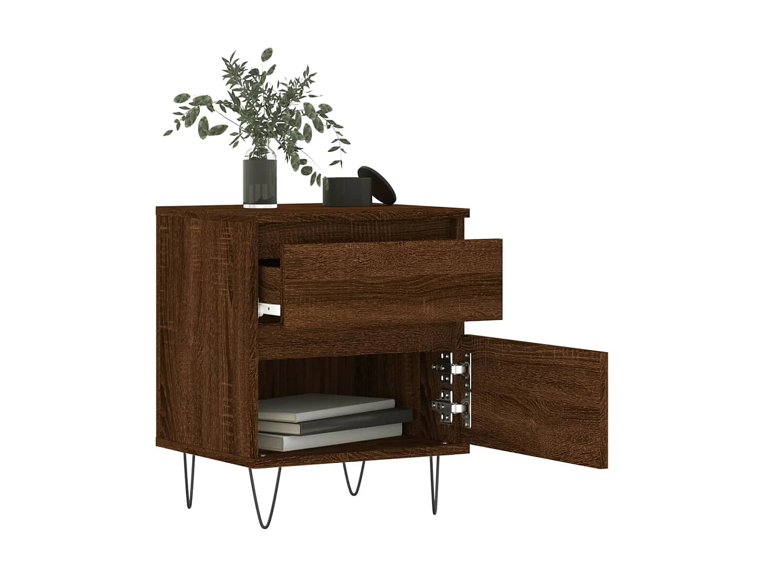 2er-Set Nachttische Nachtschrank Braun Eichen-Optik 40x35x50 cm Holzwerkstoff -RN84465