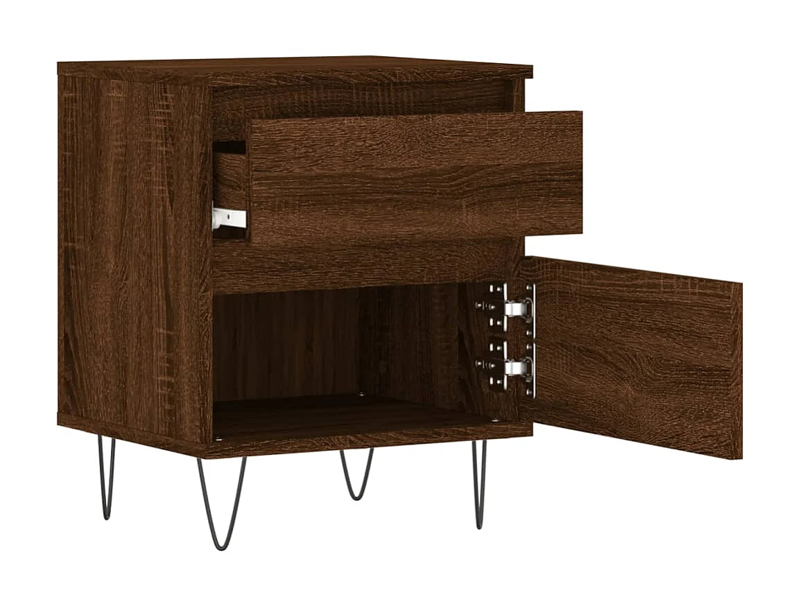 2er-Set Nachttische Nachtschrank Braun Eichen-Optik 40x35x50 cm Holzwerkstoff -RN84465