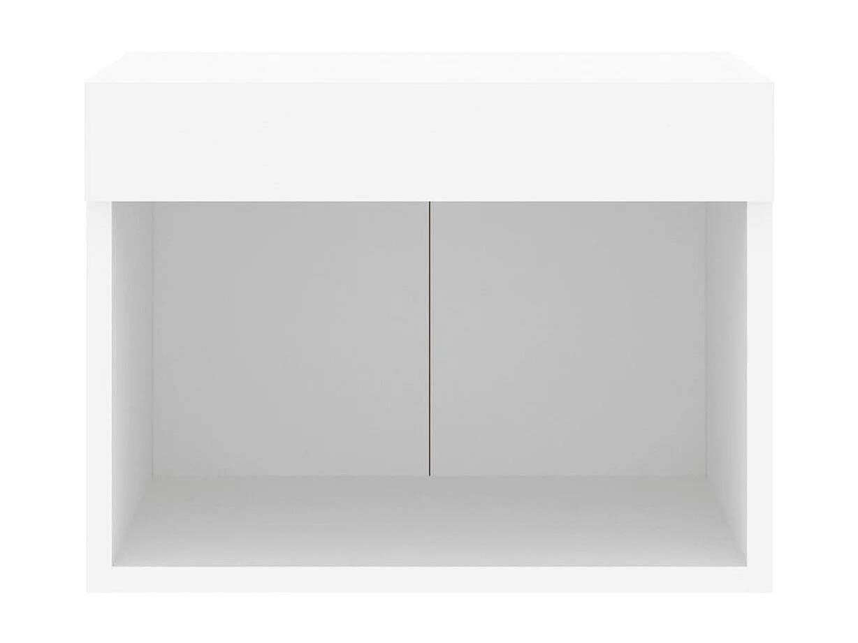 Wand-Nachttisch Nachtschrank mit LED-Leuchten Weiß -RN23777
