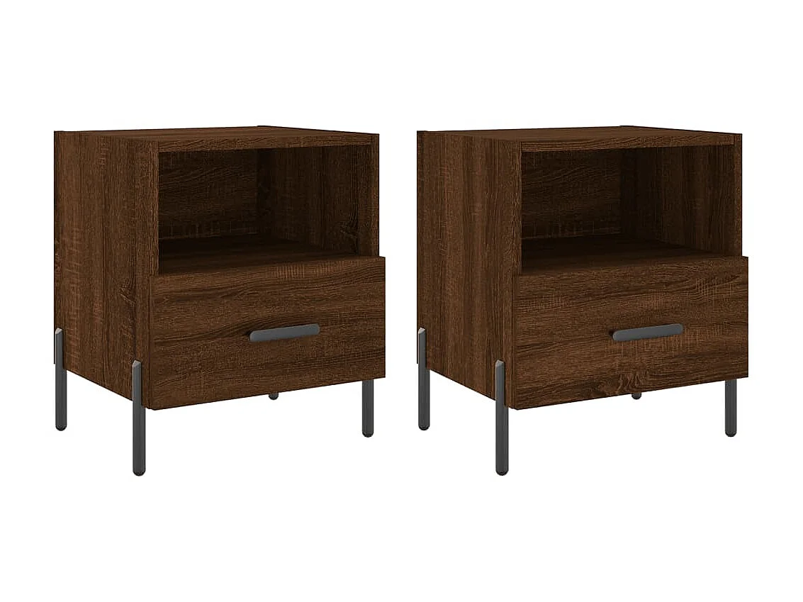 2er-Set Nachttische Nachtschrank Braun Eichen-Optik 40x35x47,5cm Holzwerkstoff -RN52171