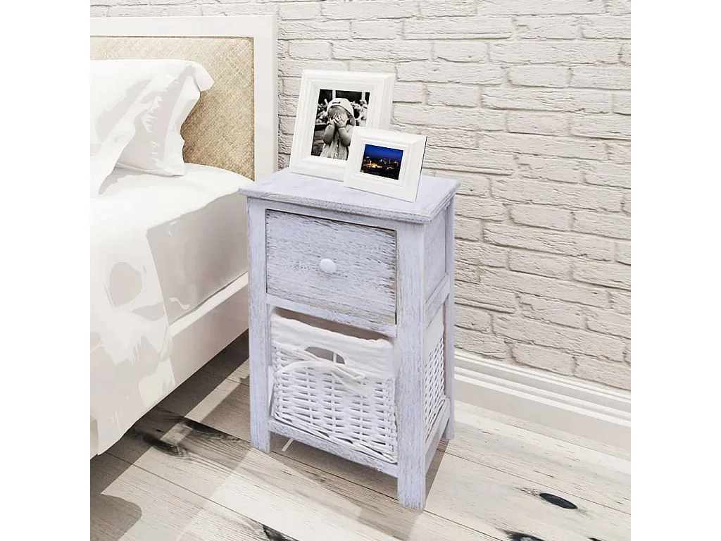 2er-Set Nachttische Nachtschrank Holz Weiß -RN22984