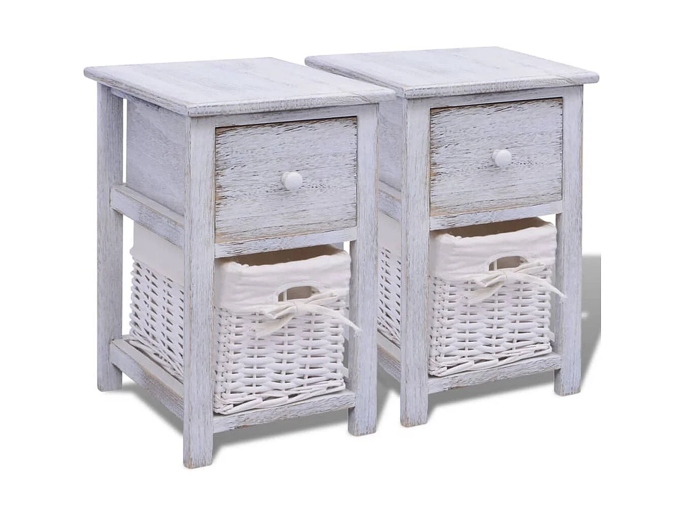 2er-Set Nachttische Nachtschrank Holz Weiß -RN22984