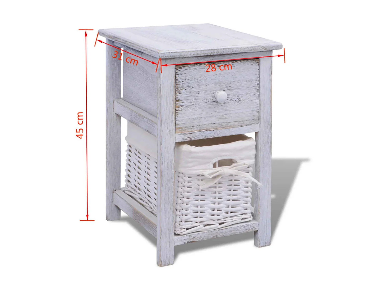 2er-Set Nachttische Nachtschrank Holz Weiß -RN22984