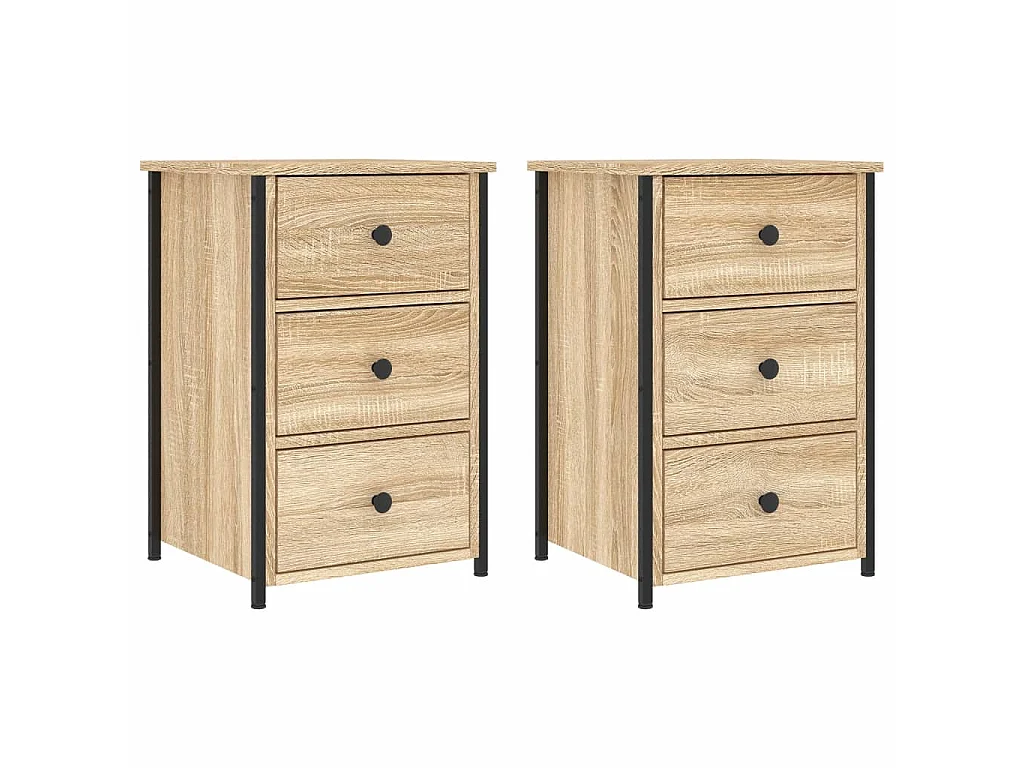 2er-Set Nachttische Nachtschrank Sonoma-Eiche 40x36x60 cm Holzwerkstoff -RN30527