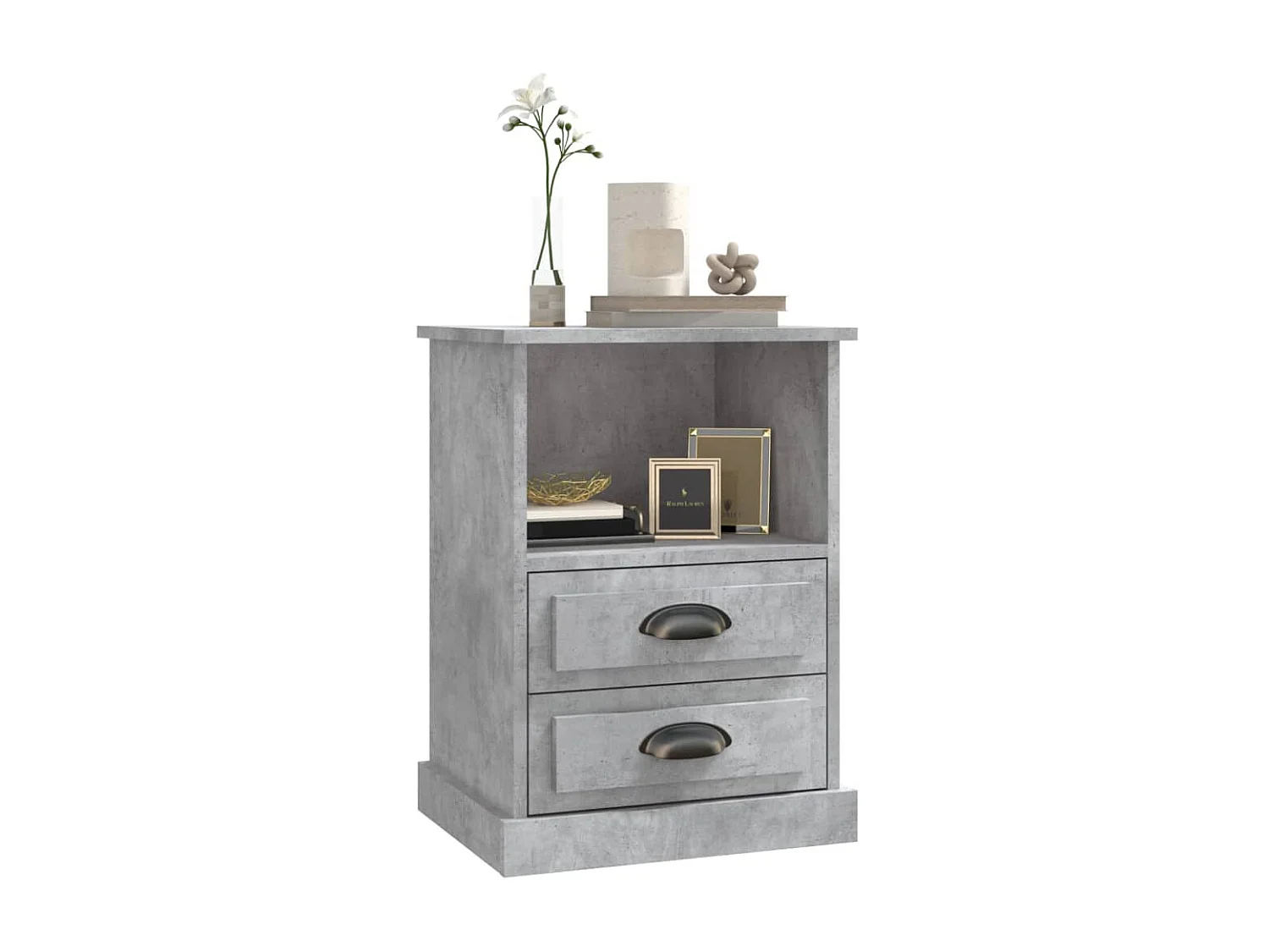 2er-Set Nachttische Nachtschrank Betongrau 43x36x60 cm -RN37755