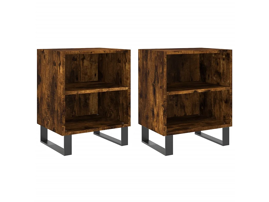 2er-Set Nachttische Nachtschrank Räuchereiche 40x30x50 cm Holzwerkstoff -RN51122