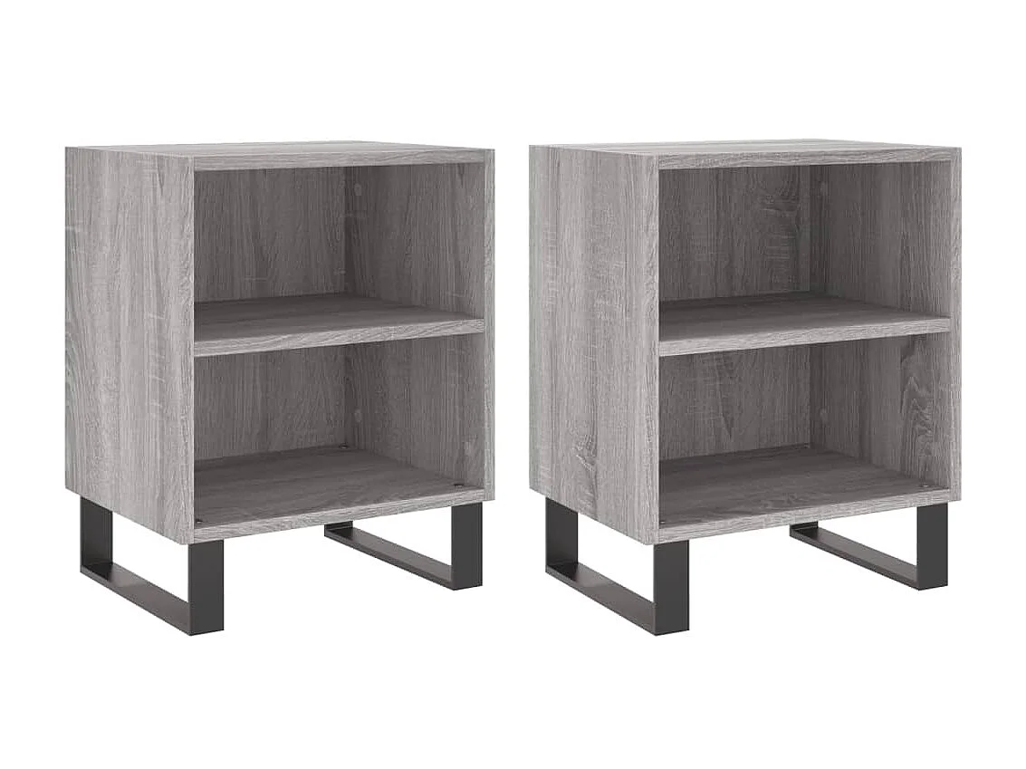 2er-Set Nachttische Nachtschrank Grau Sonoma 40x30x50 cm Holzwerkstoff -RN50259