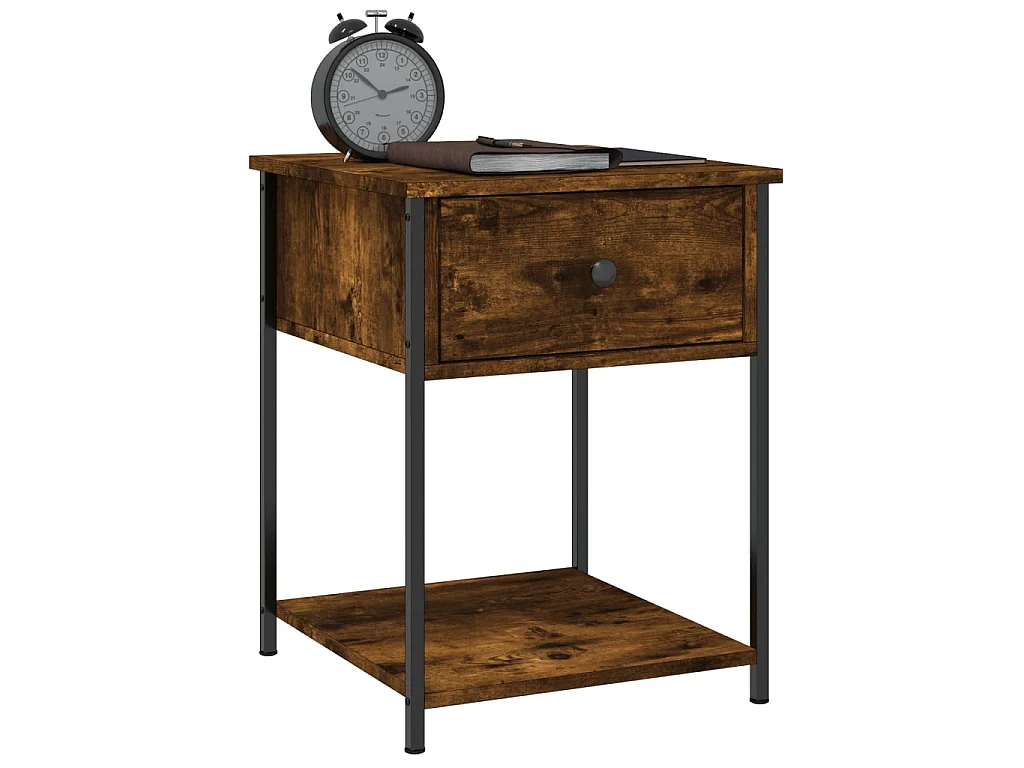 2er-Set Nachttische Nachtschrank Räuchereiche 44x45x58 cm Holzwerkstoff -RN35479