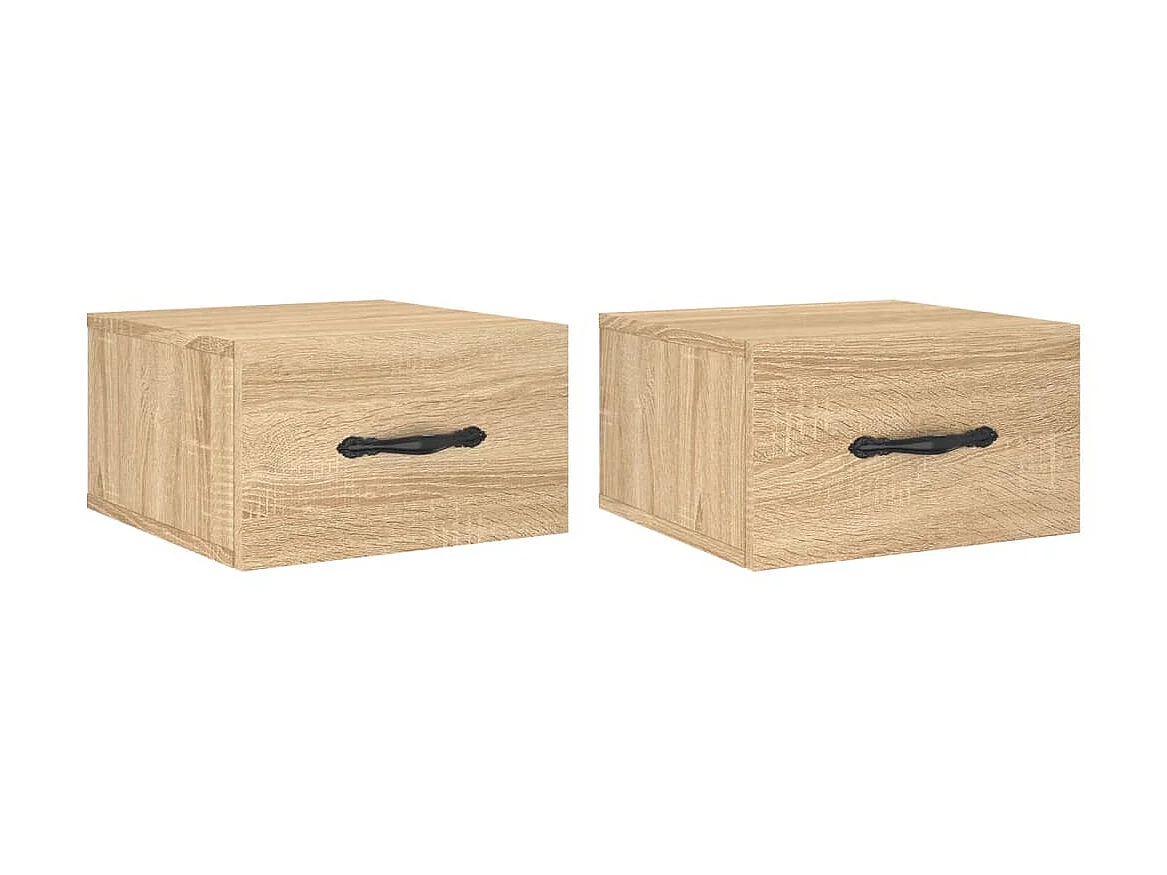 2er-Set Wand-Nachttische Nachtschrank Sonoma-Eiche 35x35x20 cm -RN17258