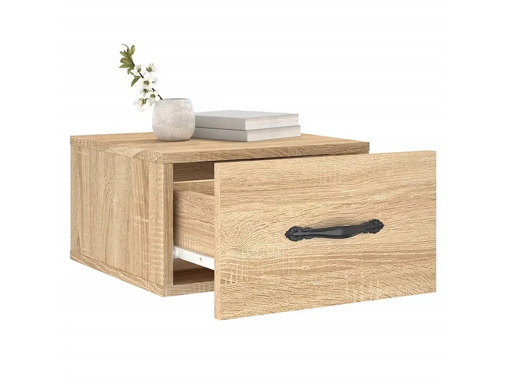 2er-Set Wand-Nachttische Nachtschrank Sonoma-Eiche 35x35x20 cm -RN17258