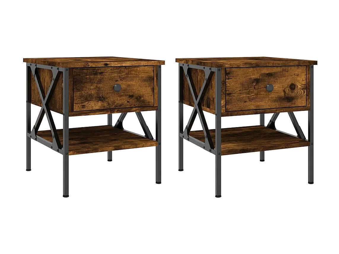 2er-Set Nachttische Nachtschrank Räuchereiche 40x42x45 cm Holzwerkstoff -RN82506