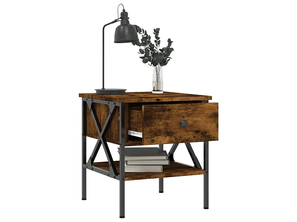 2er-Set Nachttische Nachtschrank Räuchereiche 40x42x45 cm Holzwerkstoff -RN82506