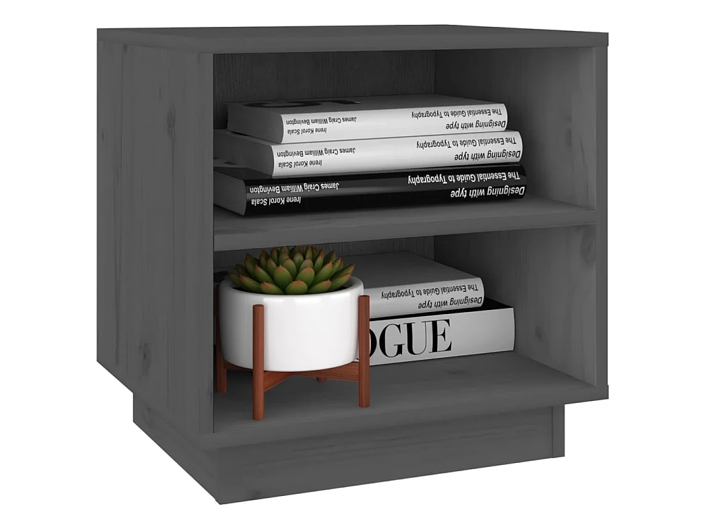 2er-Set Nachttische Nachtschrank Grau 40x34x40 cm Massivholz Kiefer -RN32946