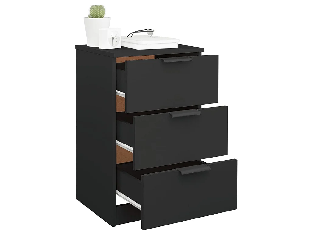 2er-Set Nachttische Nachtschrank Schwarz 40x36x65 cm -RN36917