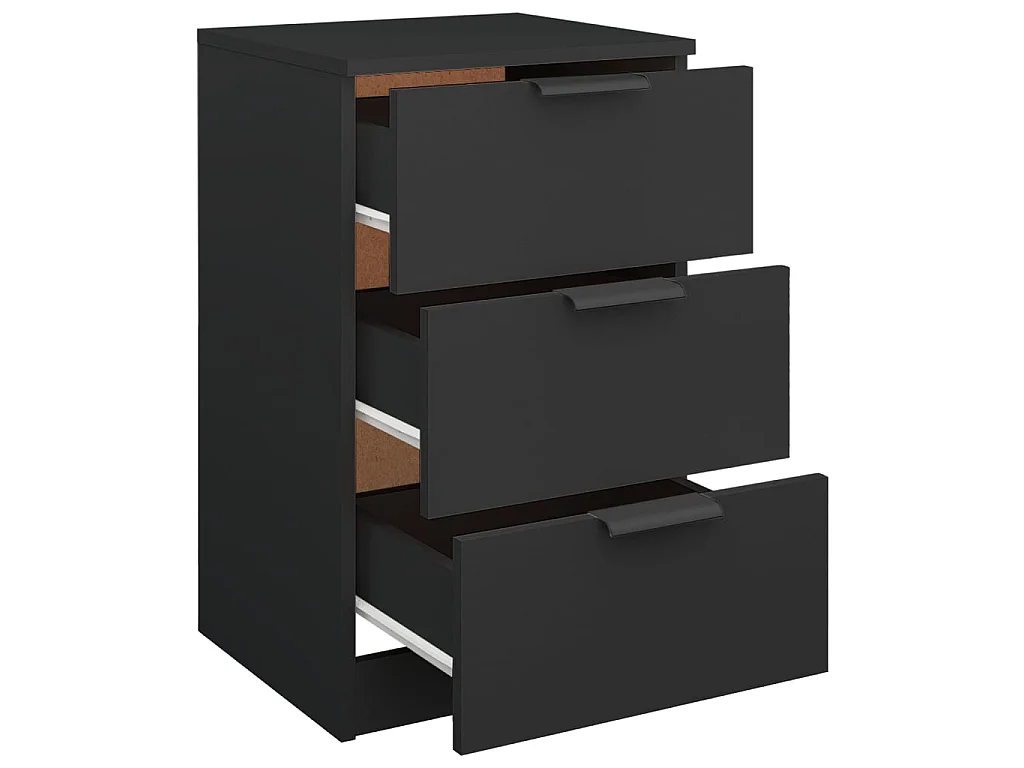 2er-Set Nachttische Nachtschrank Schwarz 40x36x65 cm -RN36917