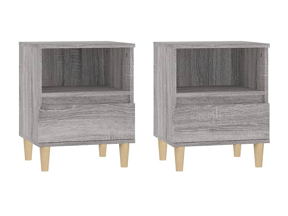 2er-Set Nachttische Nachtschrank Grau Sonoma 40x35x50 cm -RN79550
