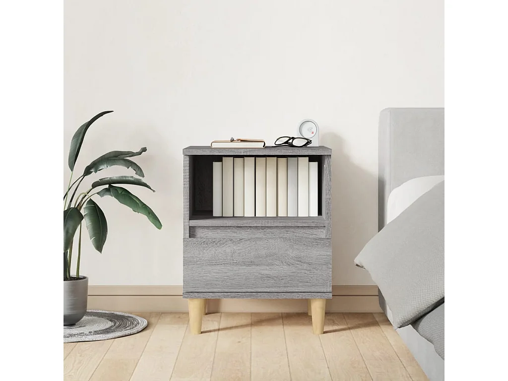2er-Set Nachttische Nachtschrank Grau Sonoma 40x35x50 cm -RN79550