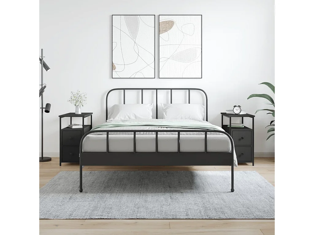 2er-Set Nachttische Nachtschrank Schwarz 30x60x60 cm Holzwerkstoff -RN40886