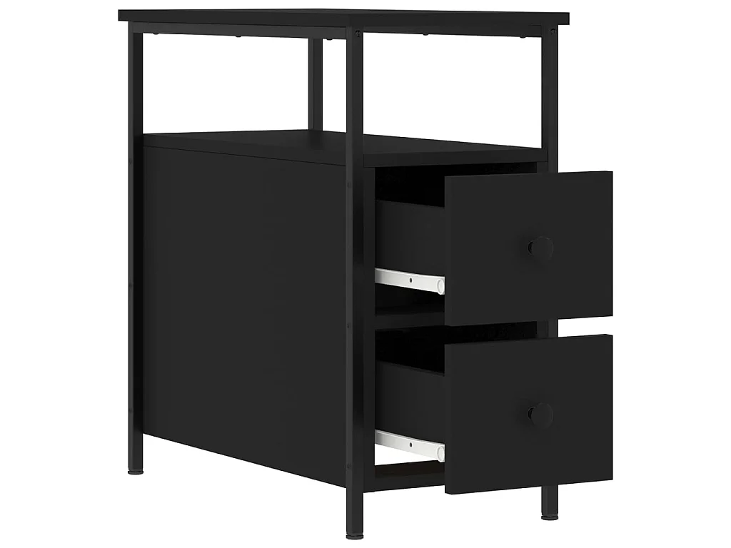 2er-Set Nachttische Nachtschrank Schwarz 30x60x60 cm Holzwerkstoff -RN40886