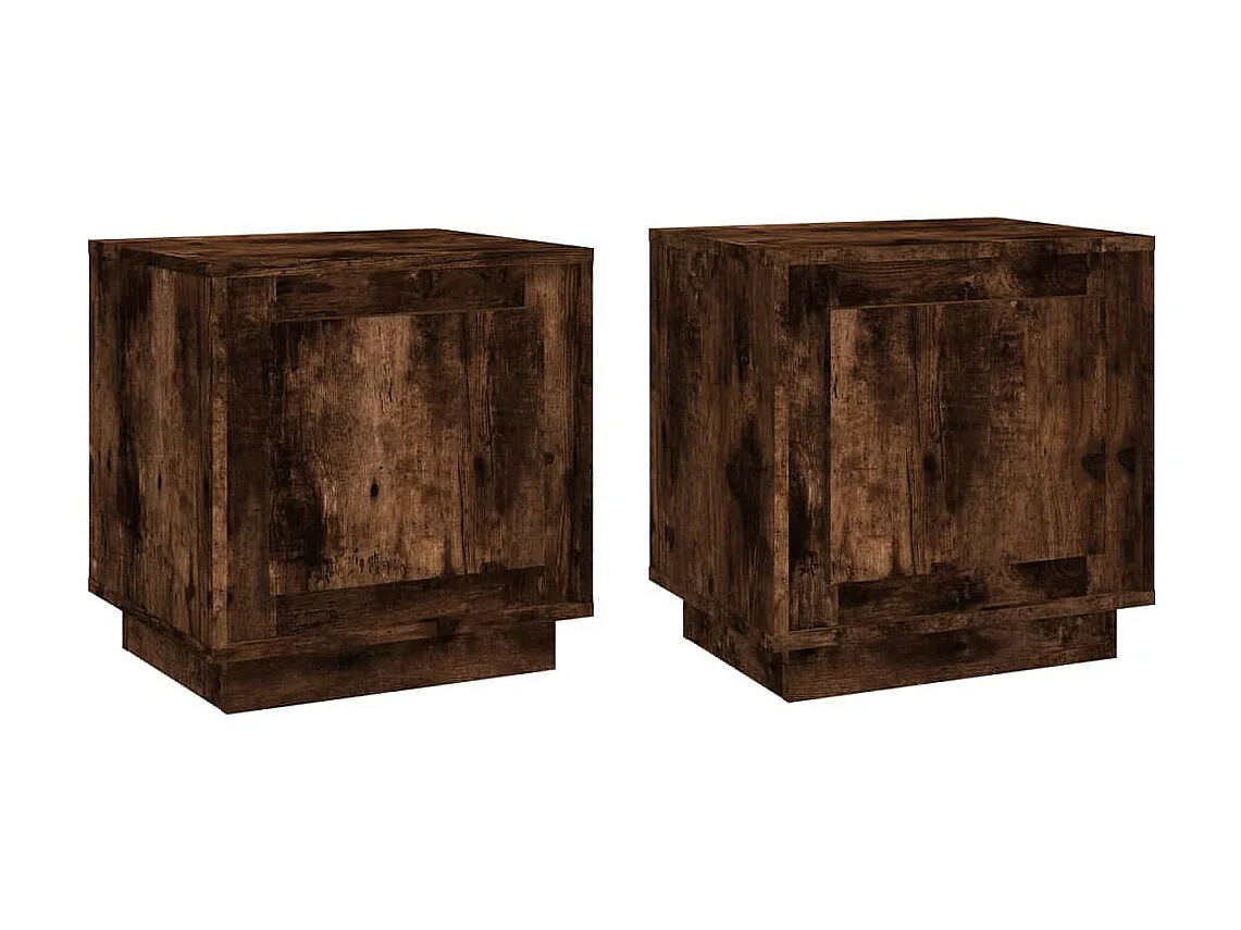 2er-Set Nachttische Nachtschrank Räuchereiche 44x35x45 cm Holzwerkstoff -RN63090