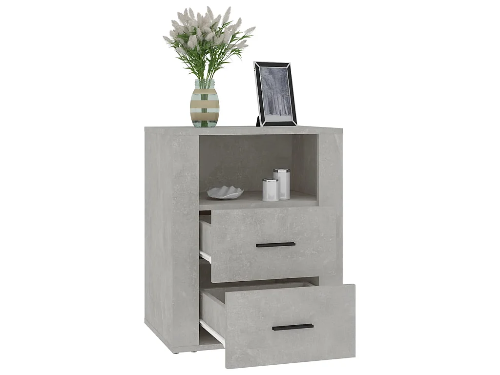 Nachttisch Betongrau Nachtschrank 50x36x60 cm Holzwerkstoff -RN85821