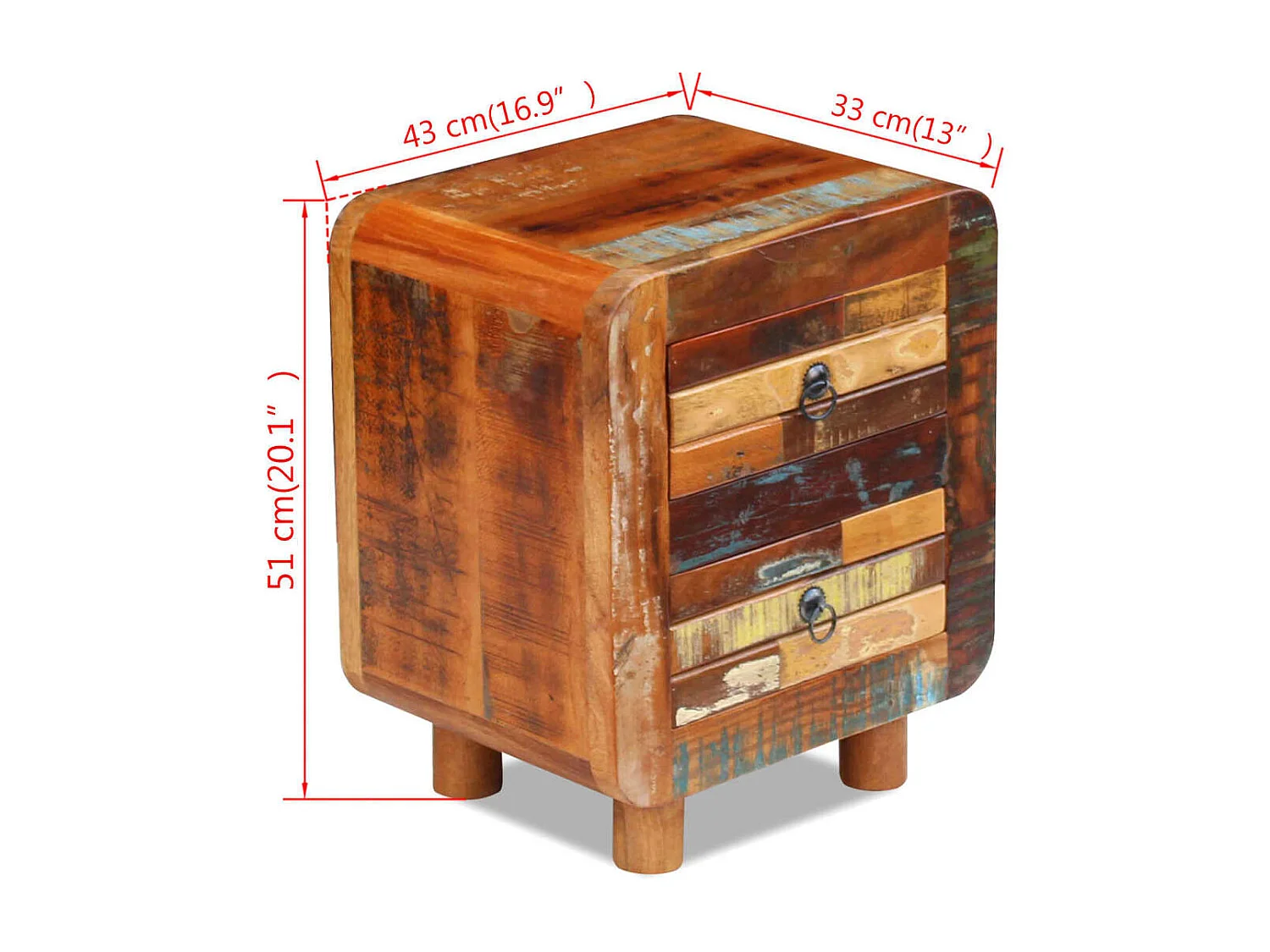 Nachttische Nachtschrank Altholz 43x33x51 cm -RN18792