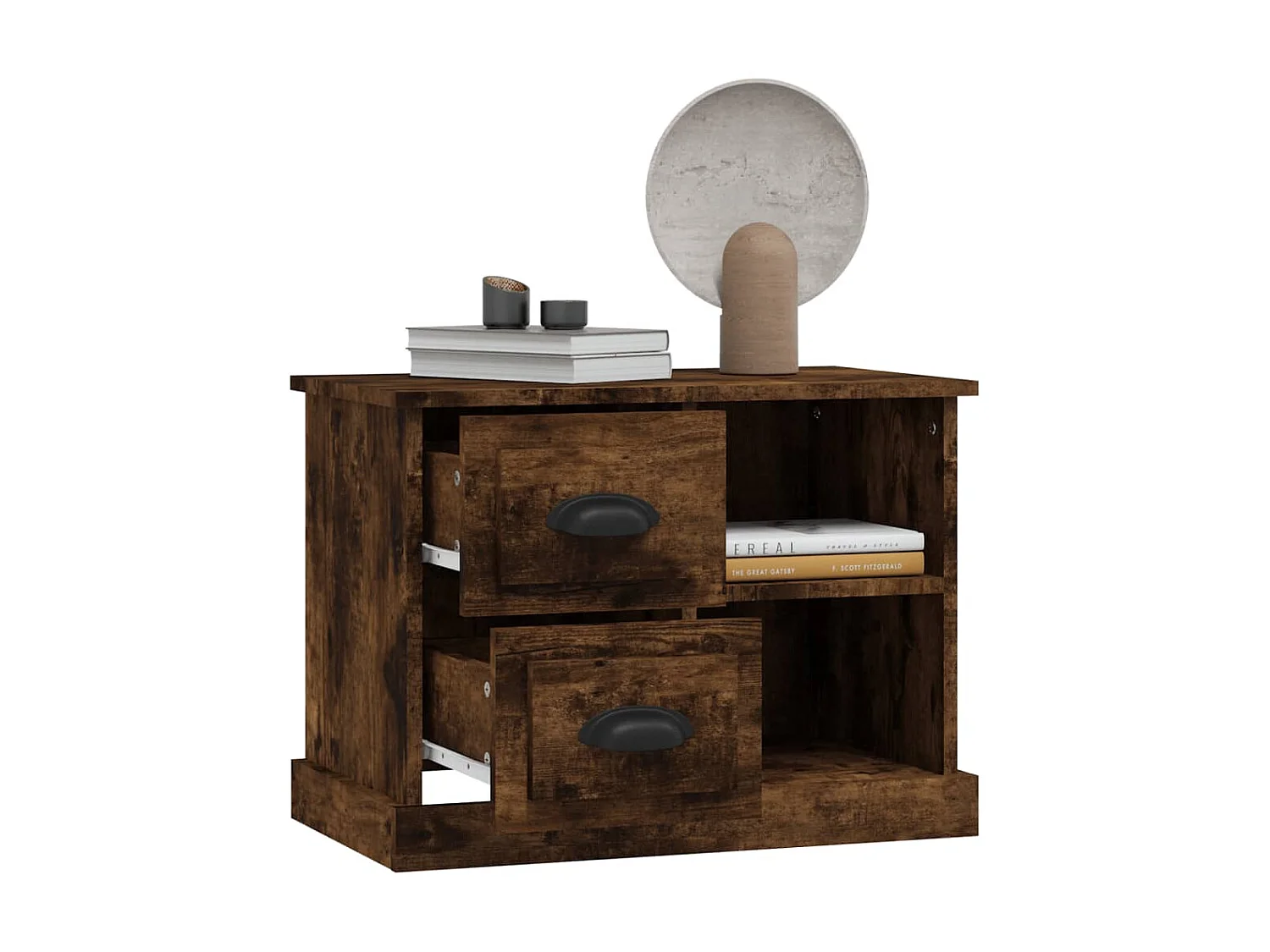 Nachttisch Nachtschrank Räuchereiche 60x35,5x45 cm -RN23601