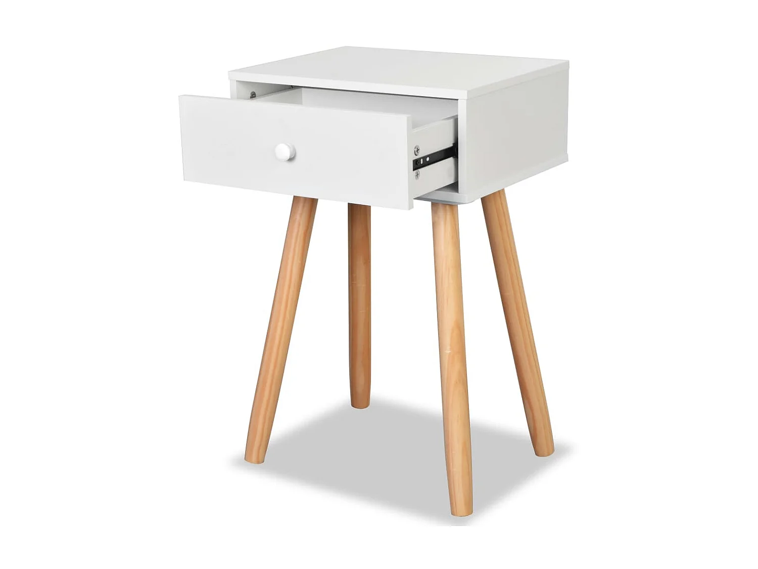 2er-Set Nachttisch Nachtschränke Kiefernholz Massiv 40 x 30 x 61 cm Weiß -RN23305