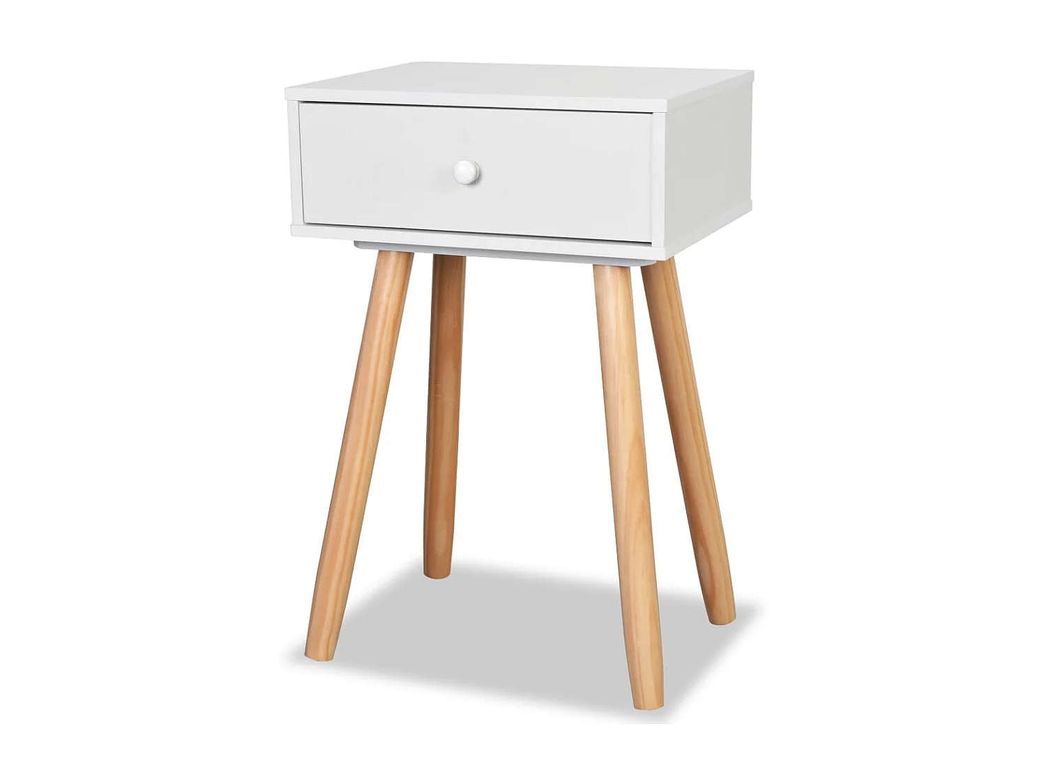 2er-Set Nachttisch Nachtschränke Kiefernholz Massiv 40 x 30 x 61 cm Weiß -RN23305