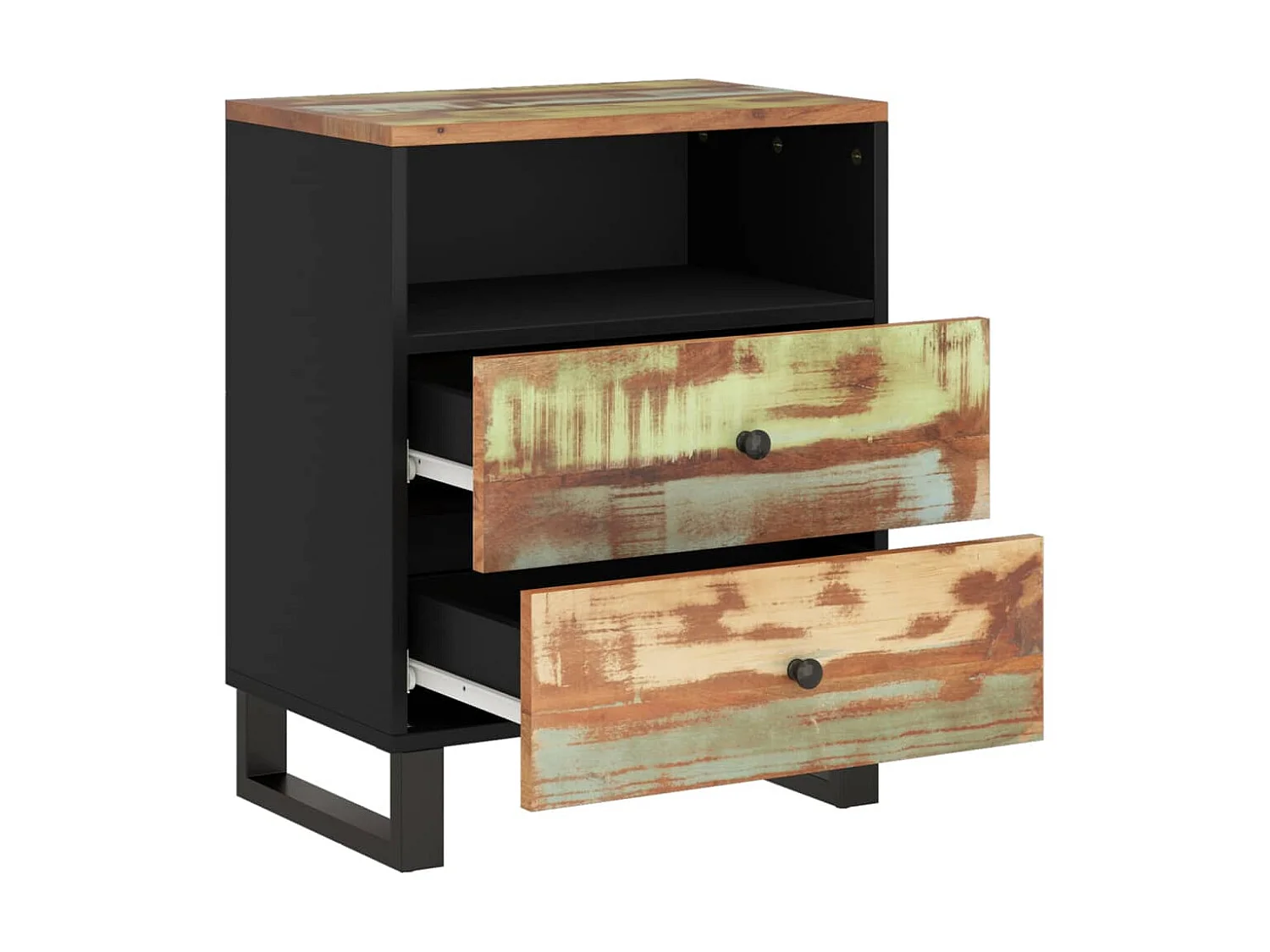 Nachttisch Nachtschrank 50x33x62 cm Altholz Massiv & Holzwerkstoff -RN69558