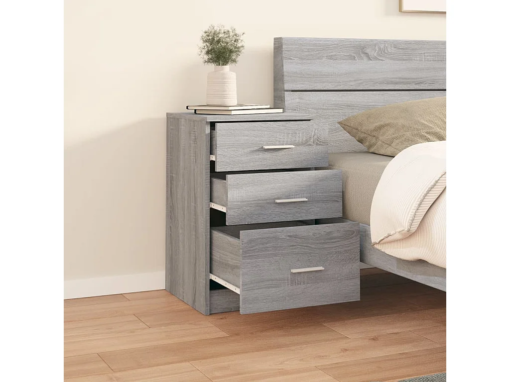Nachttisch Grau Nachtschrank Sonoma 40x40x63 cm Holzwerkstoff -RN83519