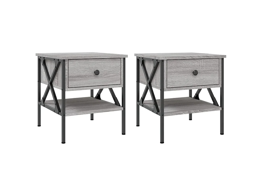 2er-Set Nachttische Nachtschrank Grau Sonoma 40x42x45 cm Holzwerkstoff -RN96617