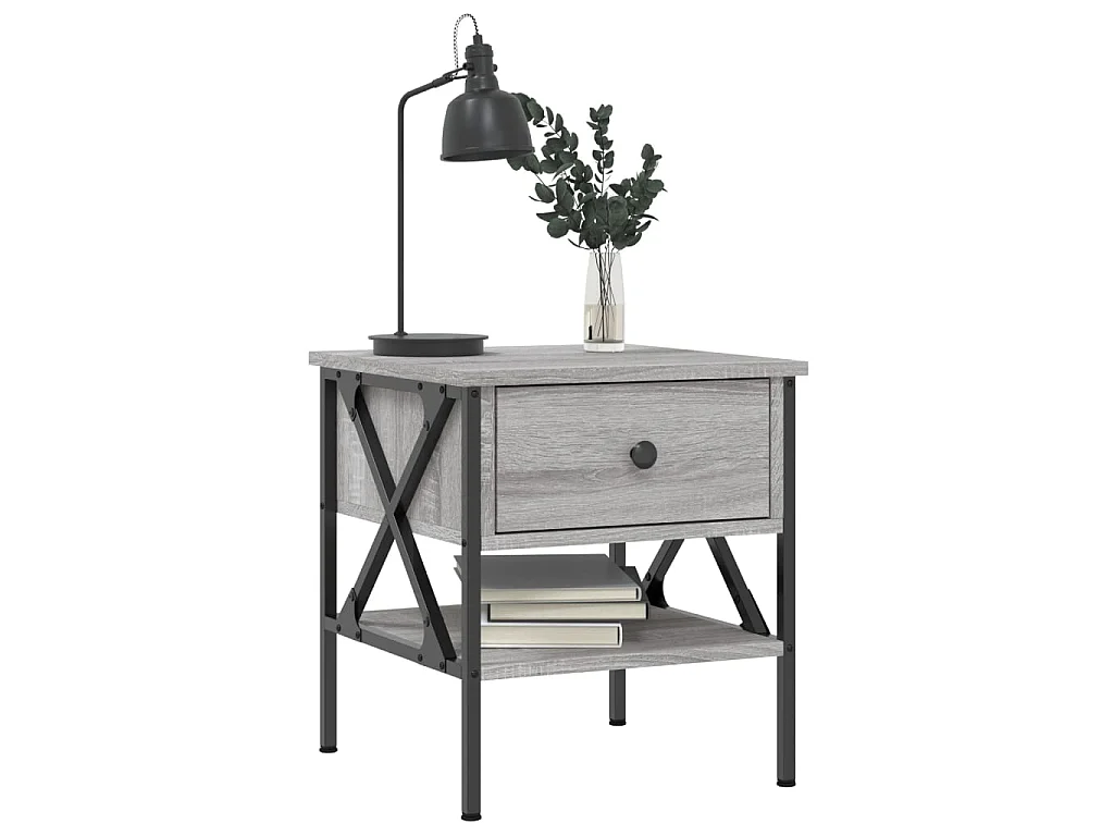 2er-Set Nachttische Nachtschrank Grau Sonoma 40x42x45 cm Holzwerkstoff -RN96617