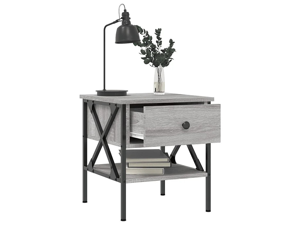 2er-Set Nachttische Nachtschrank Grau Sonoma 40x42x45 cm Holzwerkstoff -RN96617