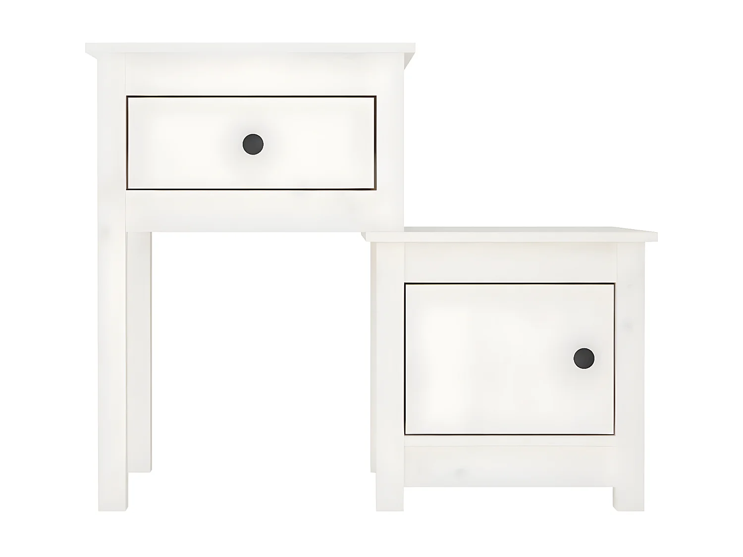 2er-Set Nachttische Nachtschrank Weiß 79,5x38x65,5 cm Massivholz Kiefer -RN20389