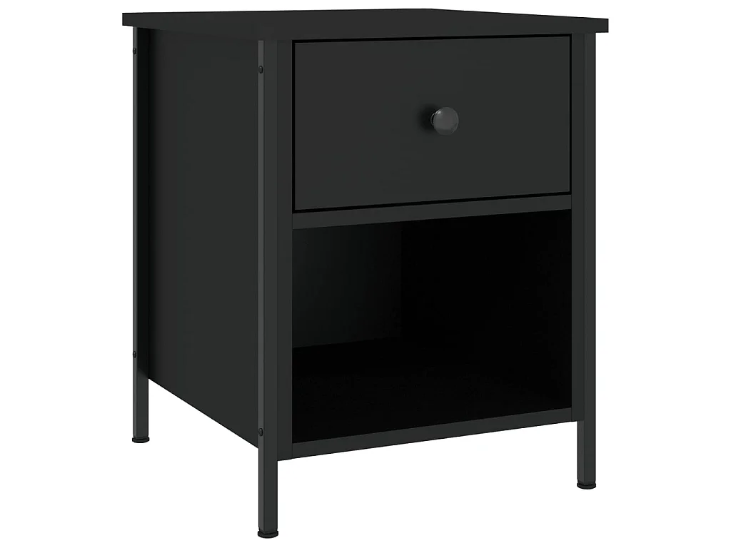 2er-Set Nachttische Nachtschrank Schwarz 40x42x50 cm Holzwerkstoff -RN91796