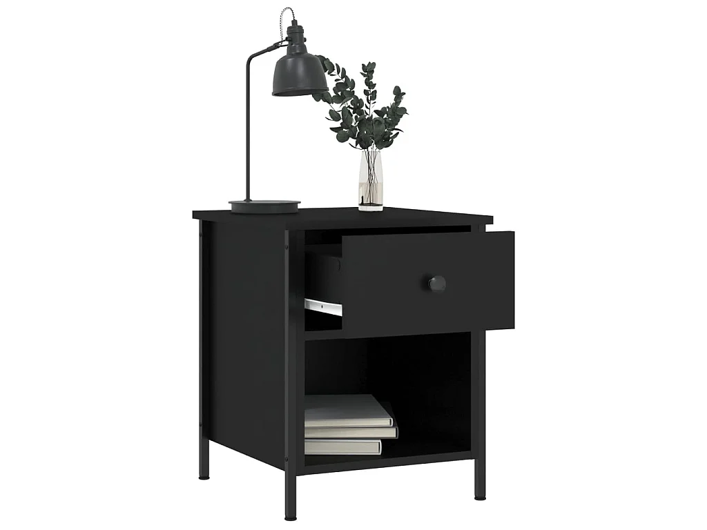 2er-Set Nachttische Nachtschrank Schwarz 40x42x50 cm Holzwerkstoff -RN91796