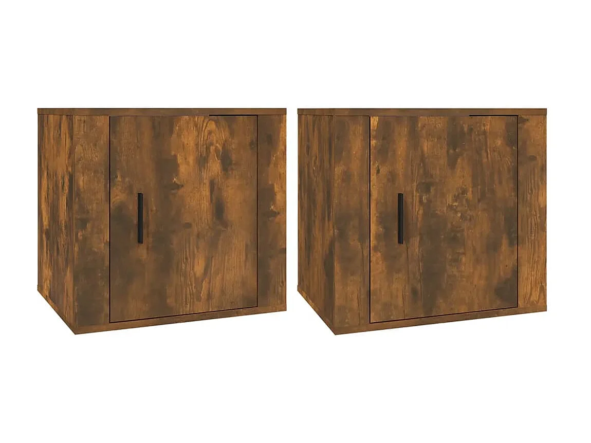 2er-Set Nachttische Nachtschrank Räuchereiche 50x39x47 cm -RN25648