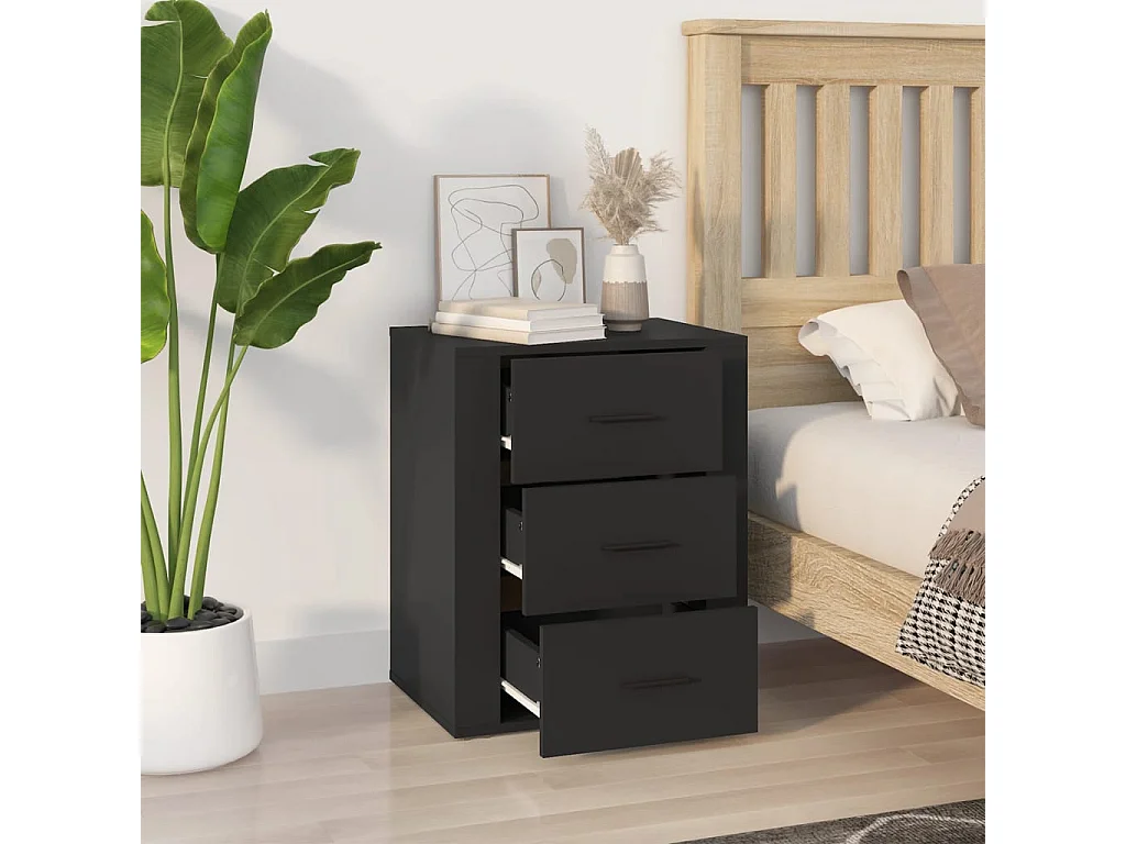 Nachttisch Nachtschrank Schwarz 50x36x60 cm Holzwerkstoff -RN89636
