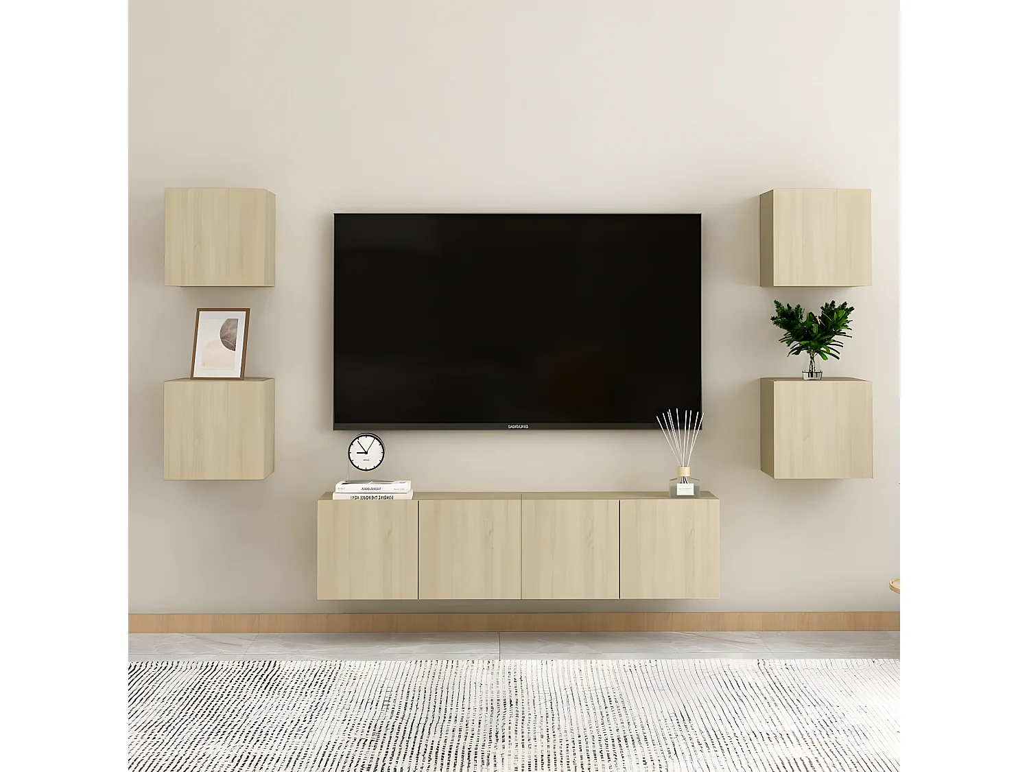 2er-Set Nachttische Nachtschrank Sonoma-Eiche 30,5x30x30 cm Holzwerkstoff -RN28251