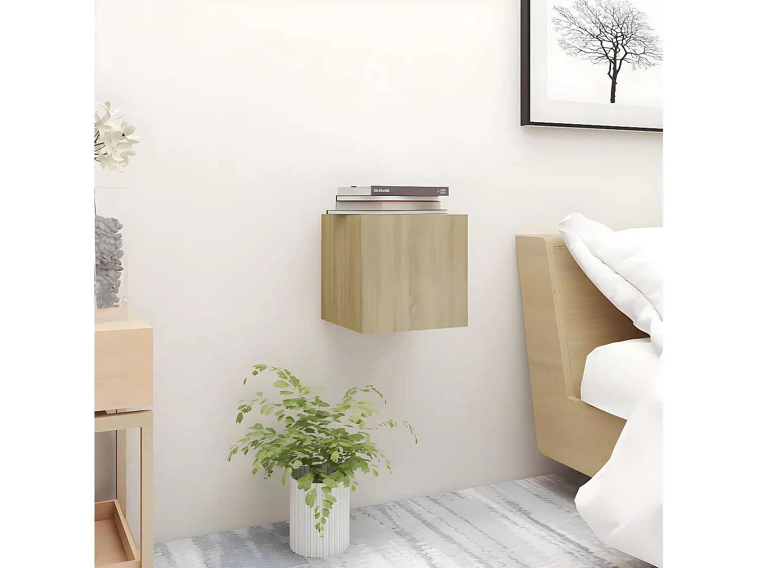 2er-Set Nachttische Nachtschrank Sonoma-Eiche 30,5x30x30 cm Holzwerkstoff -RN28251