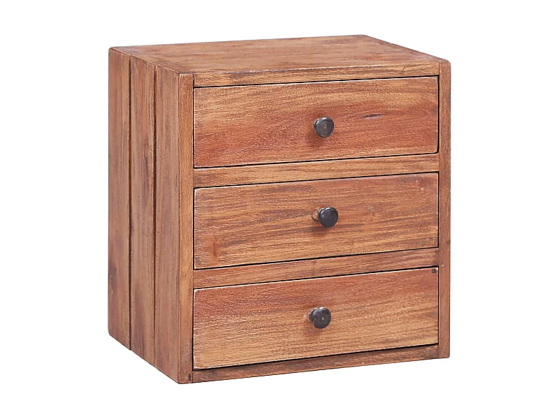 Nachttisch Nachtschrank mit 3 Schubladen 35x25x35 cm Altholz Massiv -RN30367