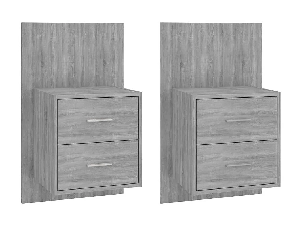 2er-Set Wand-Nachttische Nachtschrank Grau Sonoma -RN75075